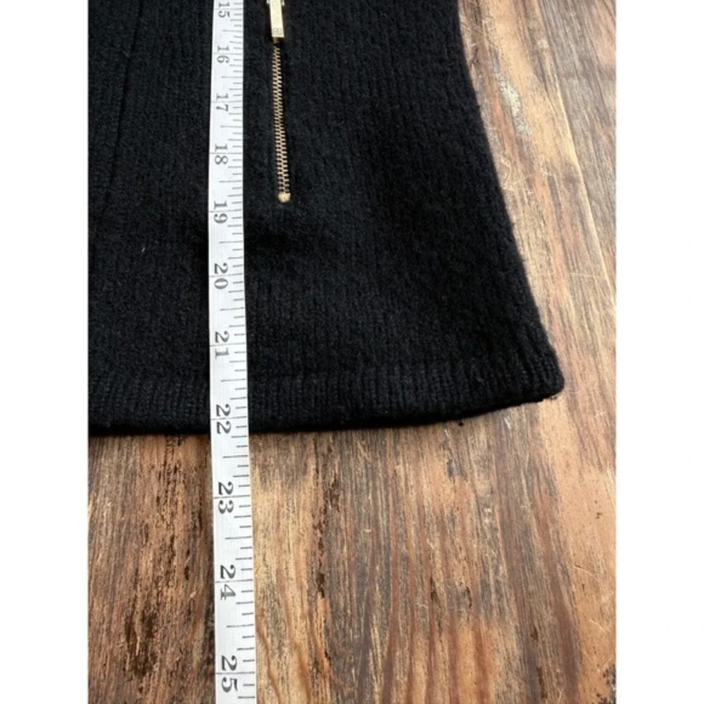 Lauren Ralph‎ Lauren Moto Jacket Lambswool Black Gold Zip Collared Women's S